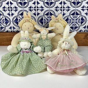 Vintage 2002 Hallmark Bunnies By The Bay Plush Bunny Lot Baylee Tussie Bea Posy